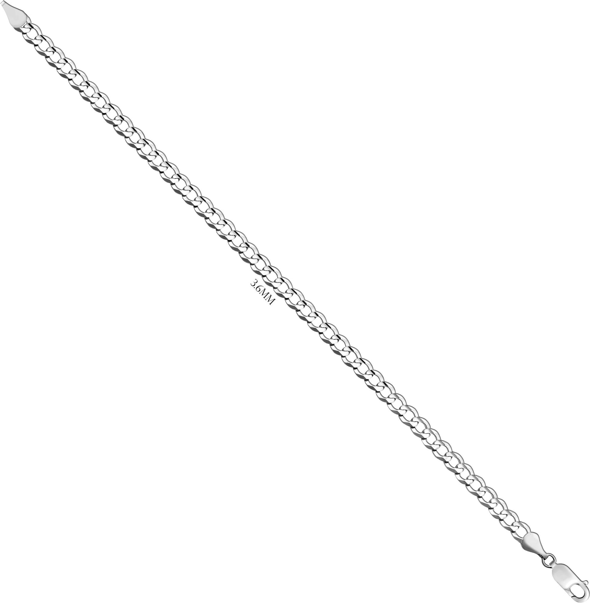 Solid 925 Sterling Silver Curb Chain Necklace, Sizes 2.2mm - 9.5mm - US Jewels