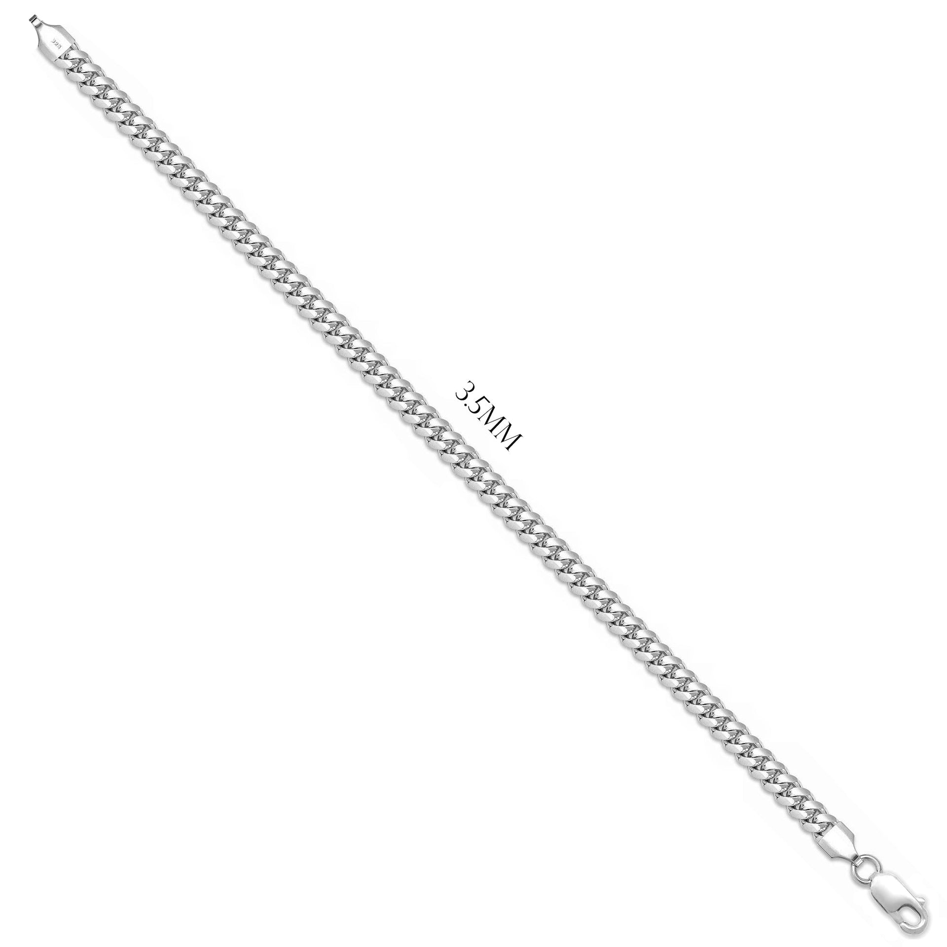 Solid 925 Sterling Silver Miami Cuban Curb Chain Necklace, Sizes 2.6mm - 8.4mm - US Jewels