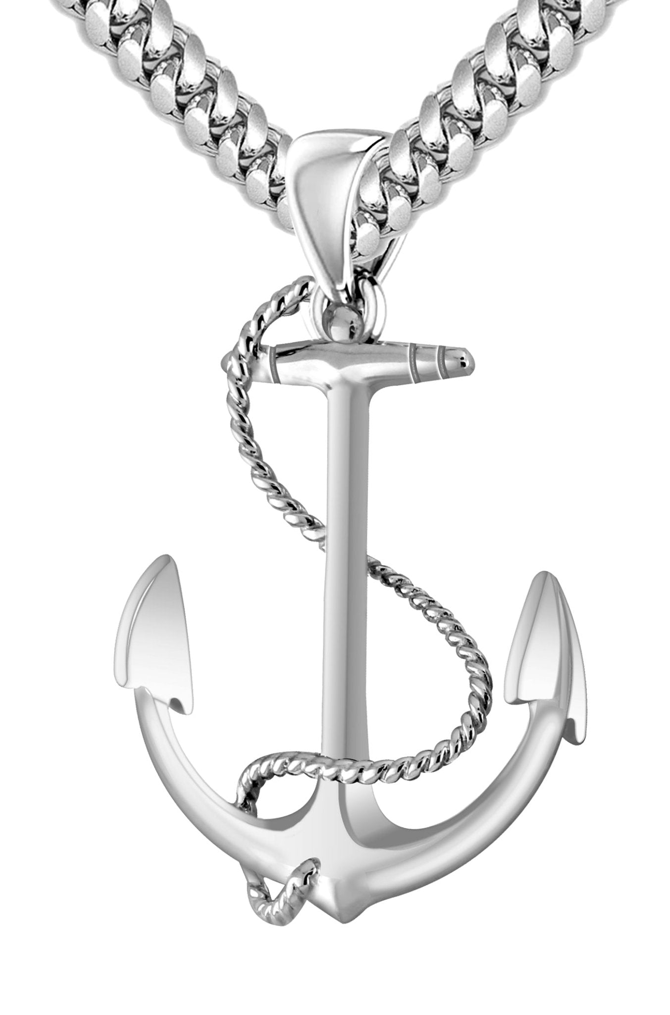 Anchor Pendant Necklace - Rope Necklace In 0.925 Silver