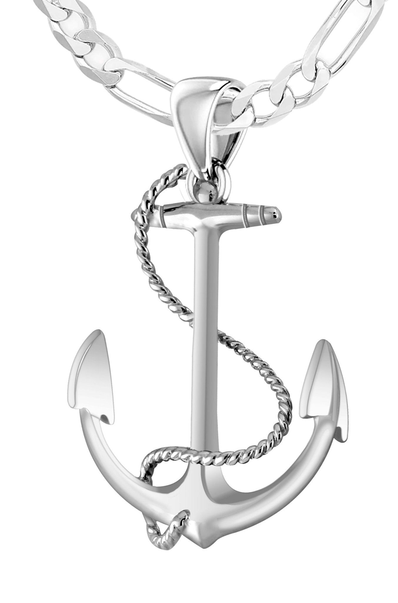 SILVER925 ANCHOR NECKLACE /シルバー/ネックレス Anchor Pendant Necklace - Rope Necklace In 0.925 Silver