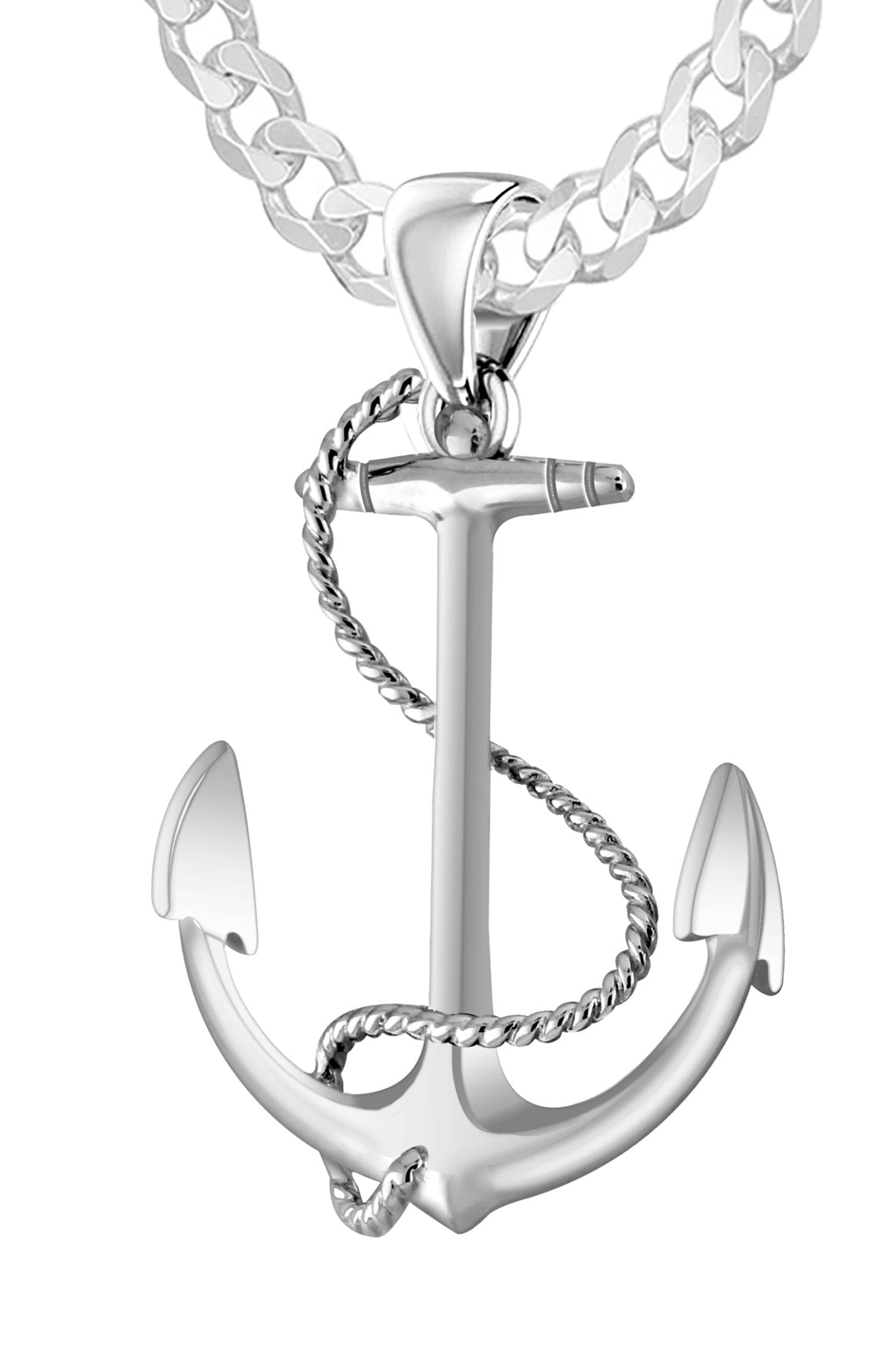 SILVER925 ANCHOR NECKLACE /シルバー/ネックレス Anchor Pendant Necklace - Rope Necklace In 0.925 Silver