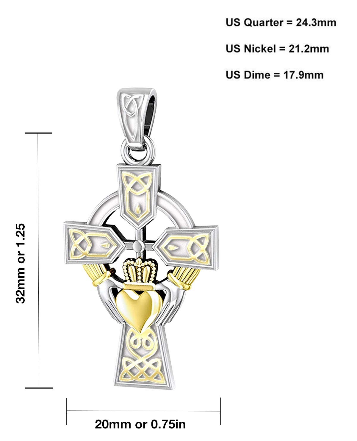 14k Gold Diamond And Emerald Claddagh Celtic Cross