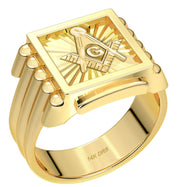 US Jewels Customizable Men's 10k or 14k Yellow Gold & White Gold Masonic Rings - US Jewels