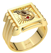 US Jewels Customizable Men's 10k or 14k Yellow Gold & White Gold Masonic Rings - US Jewels