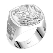 US Jewels Customizable Men's 10k or 14k Yellow Gold & White Gold Military Ring - US Jewels