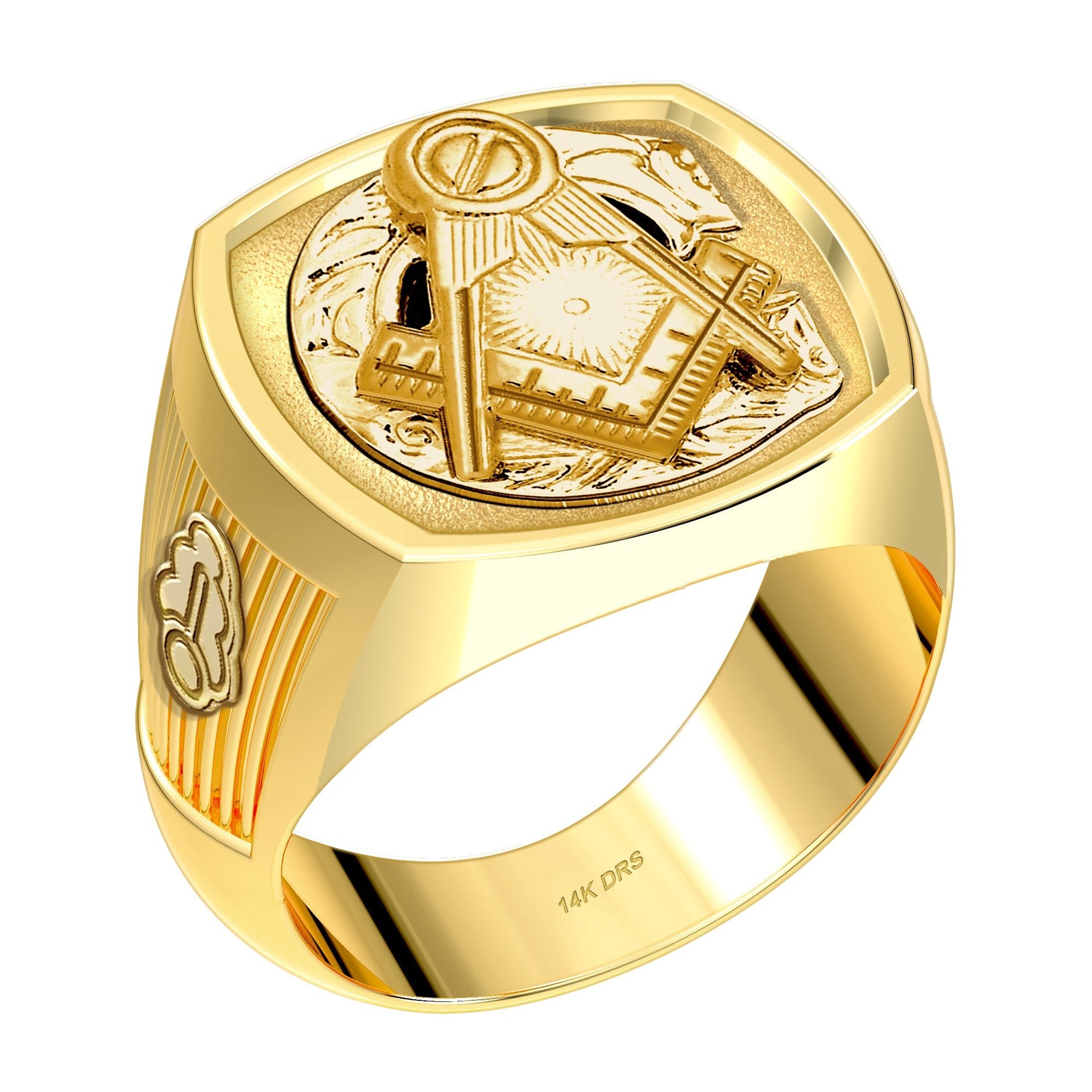 US Jewels Masonic Customizable Men's 10k or 14k Yellow Gold & White Gold Masonic Rings - US Jewels