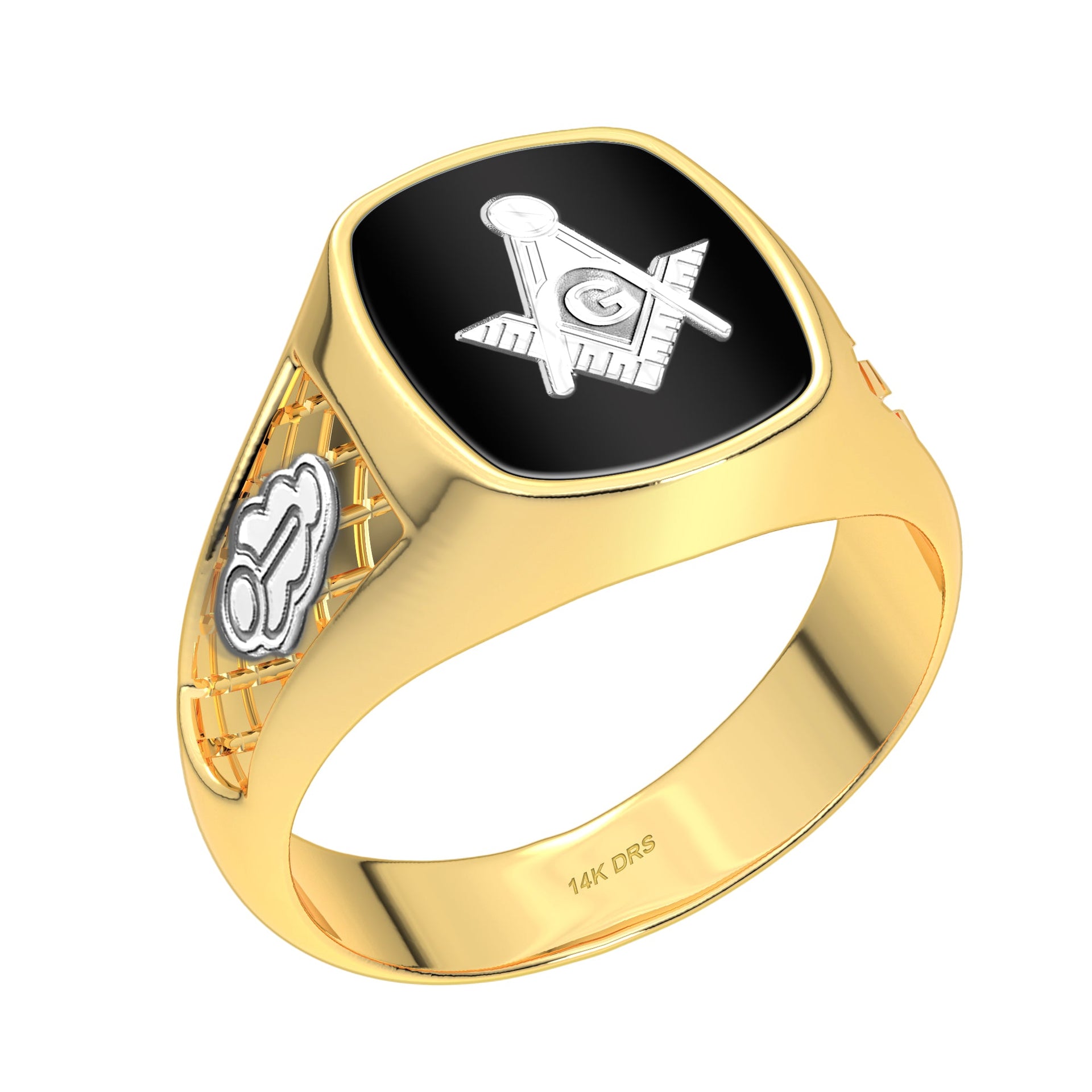 US Jewels Masonic Customizable Men's 14k or 10k Gold Masonic Ring - US Jewels