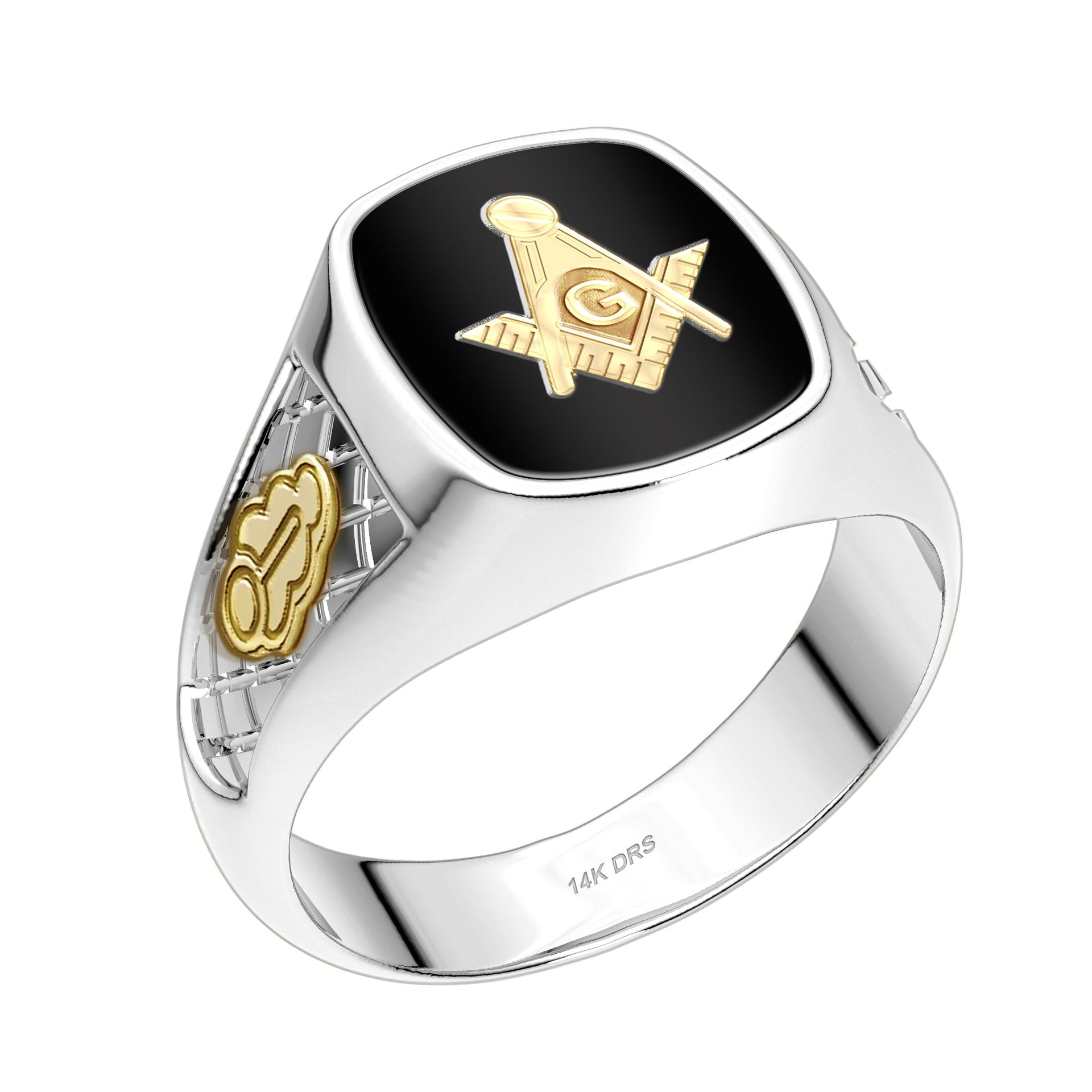 US Jewels Masonic Customizable Men's 14k or 10k Gold Masonic Ring - US Jewels