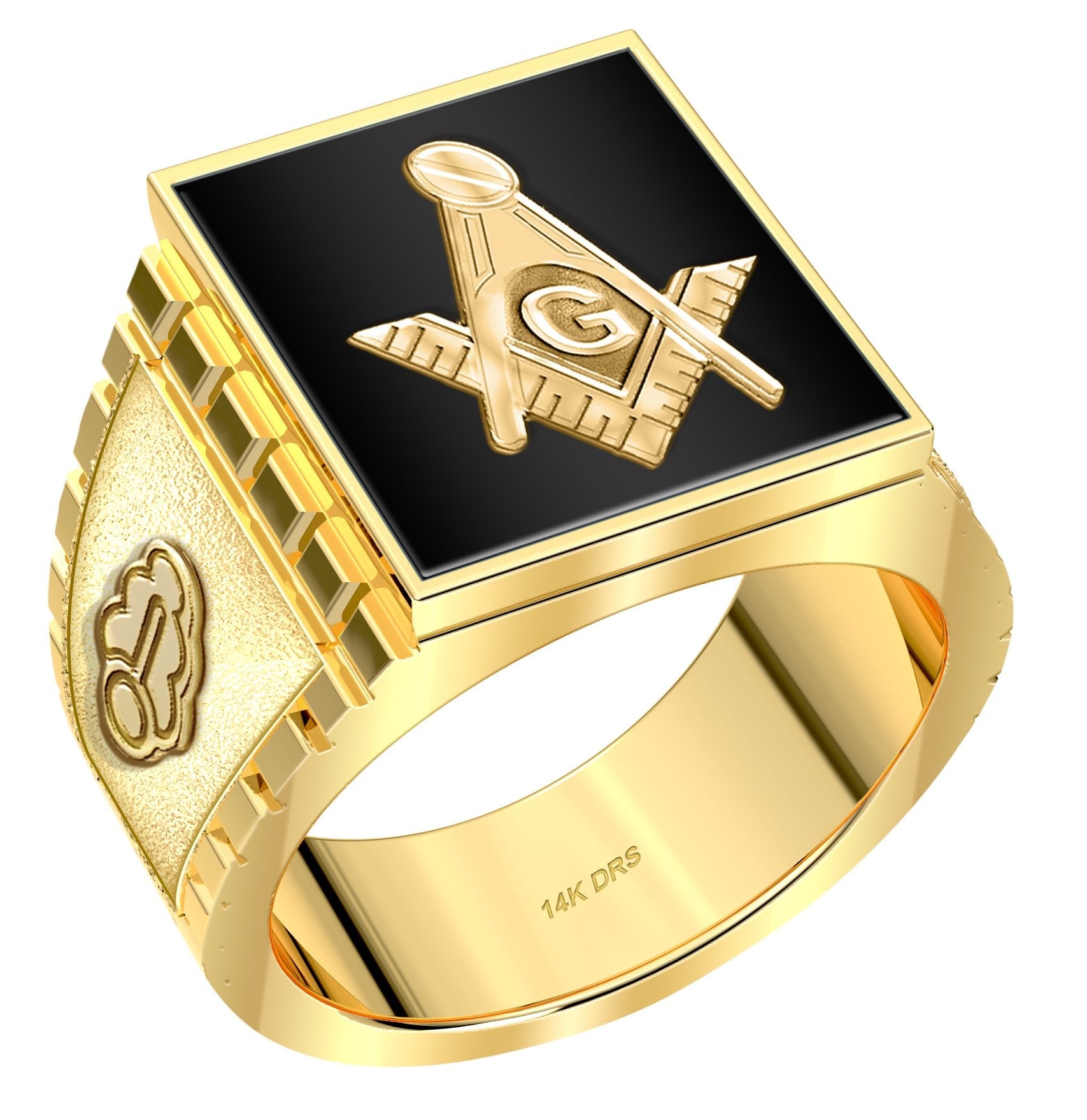 Master Masonic Ring - Solid Black 14k Gold Ring For Men