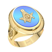 US Jewels Masonic Customizable Men's 14k or 10k Gold Solid Back Master Mason Ring - US Jewels