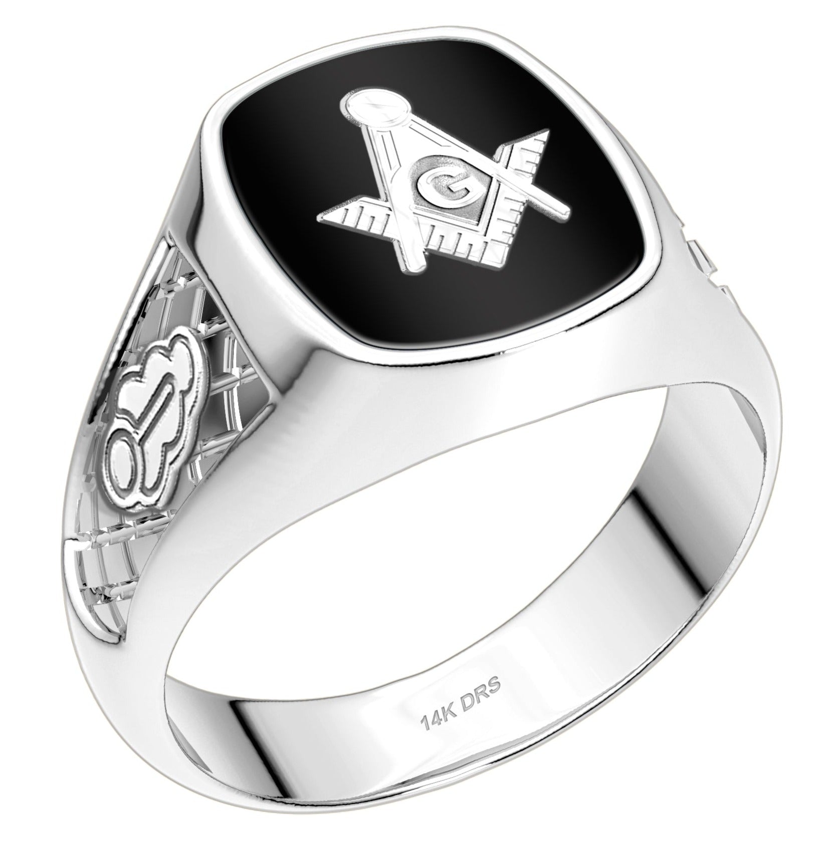 US Jewels Masonic Customizable Men's 925 Sterling Silver With 10k or 14k Yellow Gold Masonic Ring - US Jewels
