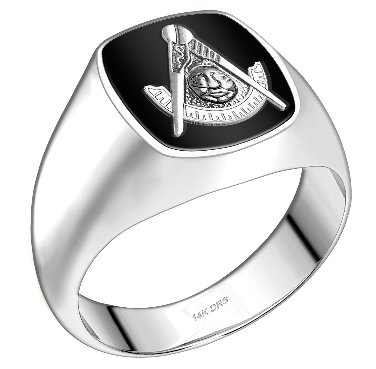 US Jewels Masonic Customizable Men's 925 Sterling Silver With 10k or 14k Yellow Gold Masonic Rings - US Jewels