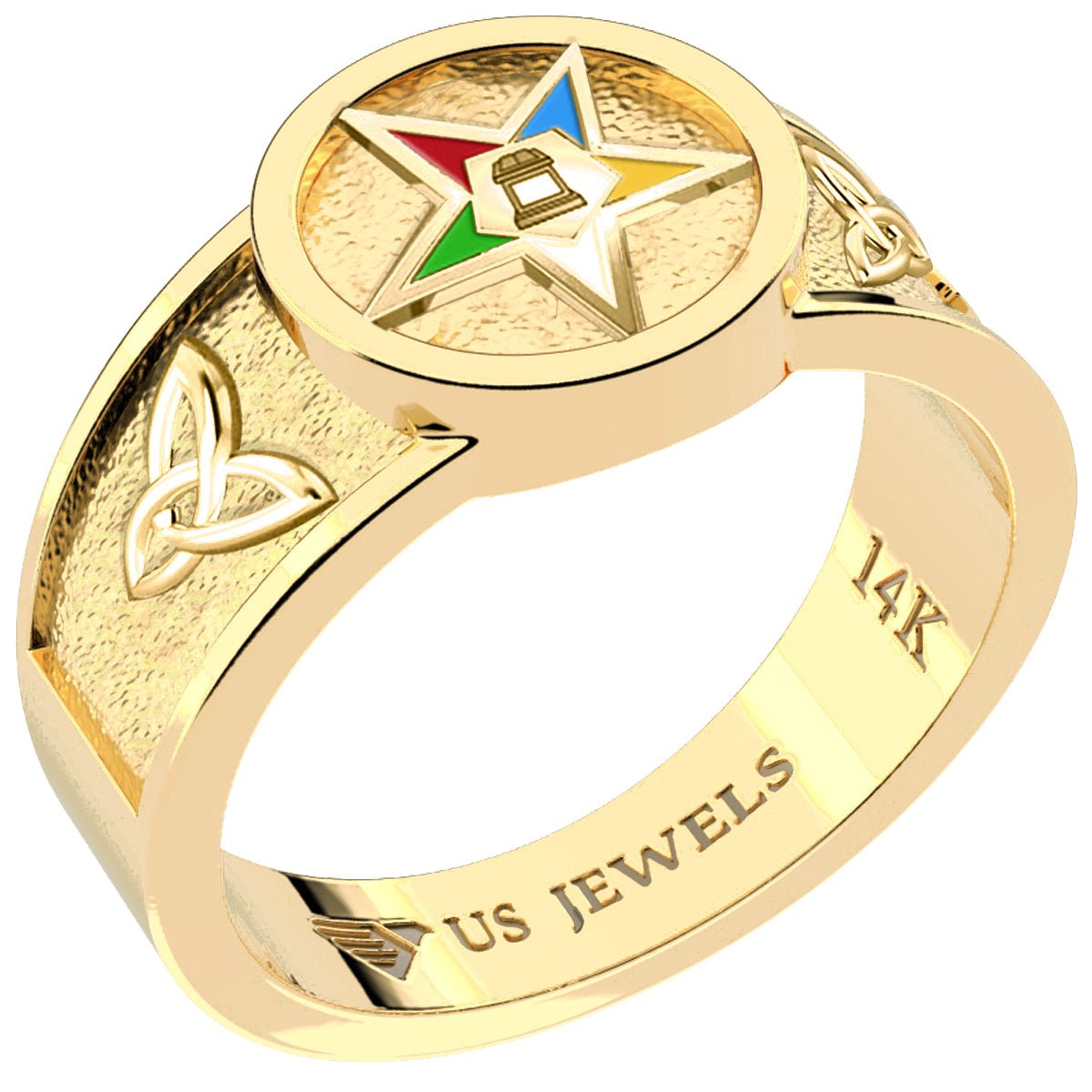 US Jewels Masonic Ladies 14k Yellow Gold 8mm Eastern Star Ring - US Jewels