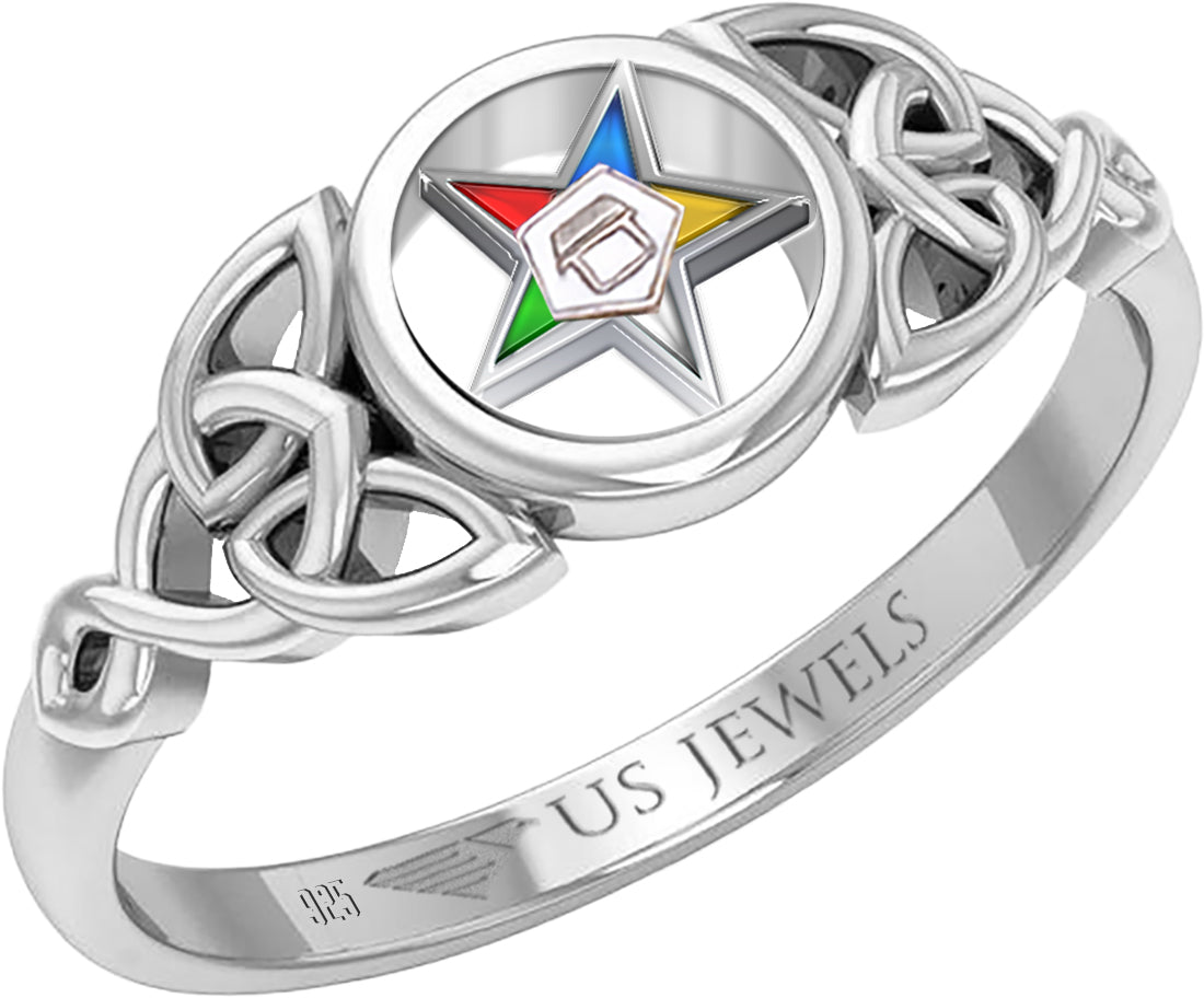 US Jewels Masonic Ladies 925 Sterling Silver 9mm Eastern Star Ring - US Jewels
