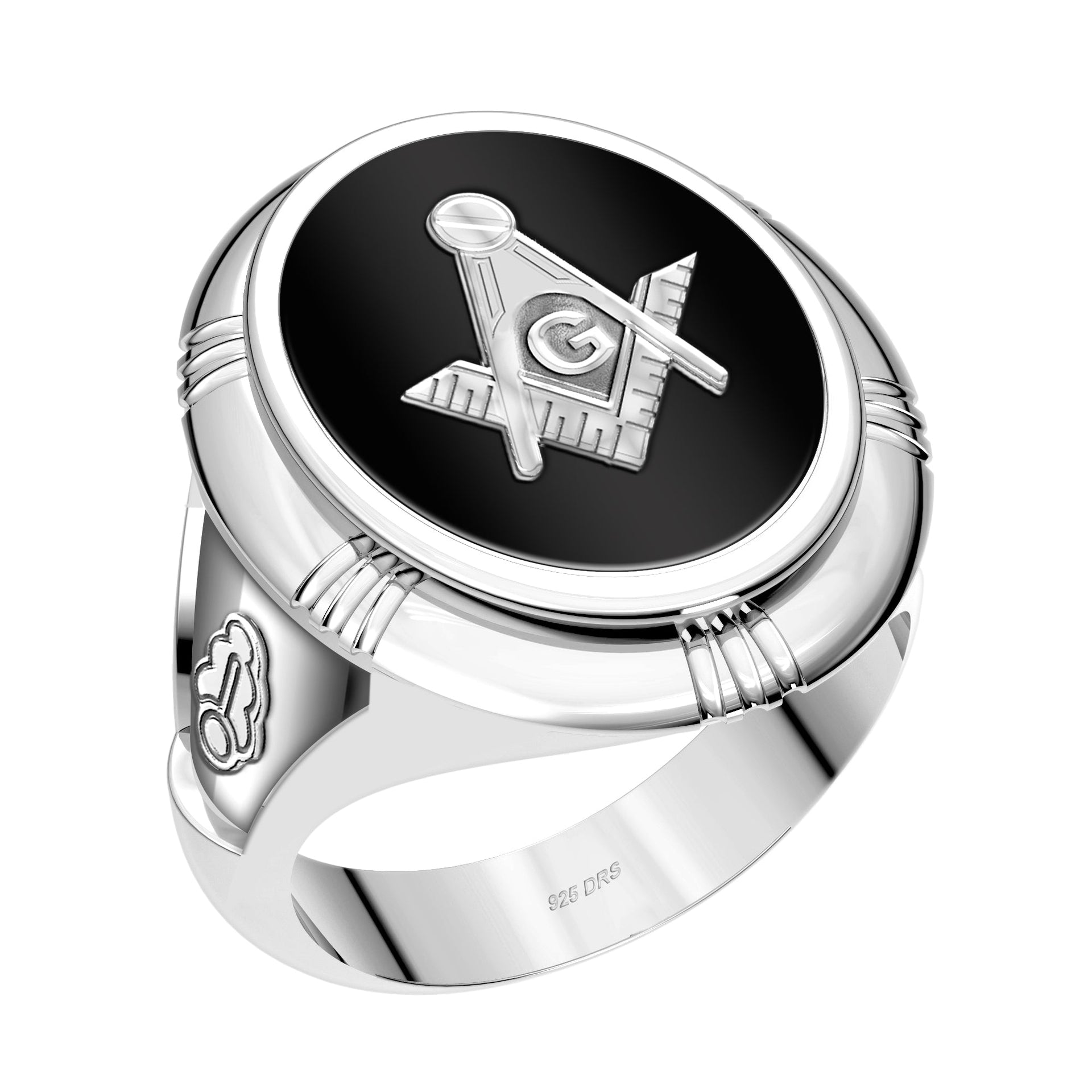US Jewels Masonic Men's 925 Sterling Silver With 10k or 14k Yellow Gold Solid Back Master Mason Ring - US Jewels