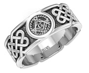 US Jewels Mens 925 Sterling Silver 6mm Celtic Master Masonic Ring Band - US Jewels