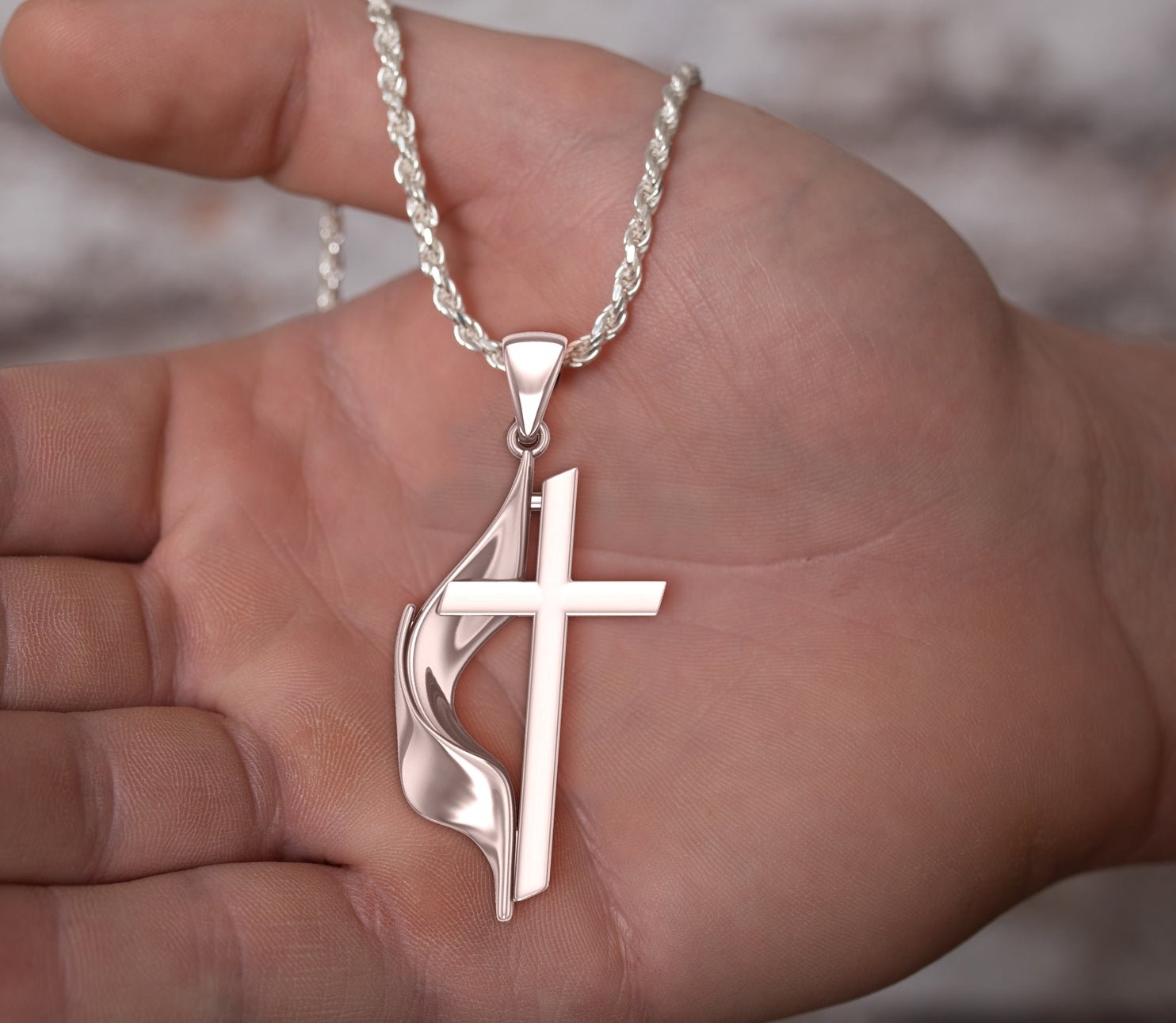 Methodist Cross Necklace Or Pendant - R1629ABSF5KIT:137428:P – Allure by  Greatons Jewelers