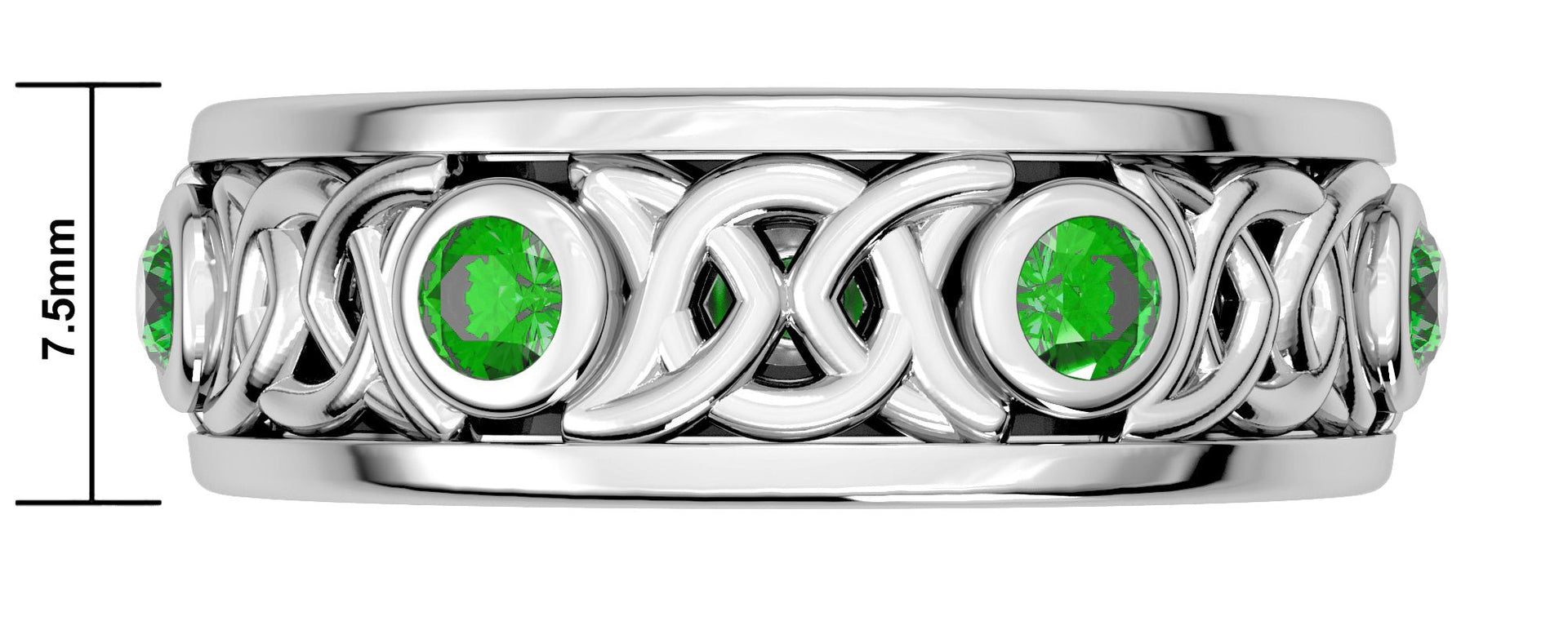 US Jewels Men's 925 Sterling Silver Simulated Emerald Spinner Ring - US Jewels