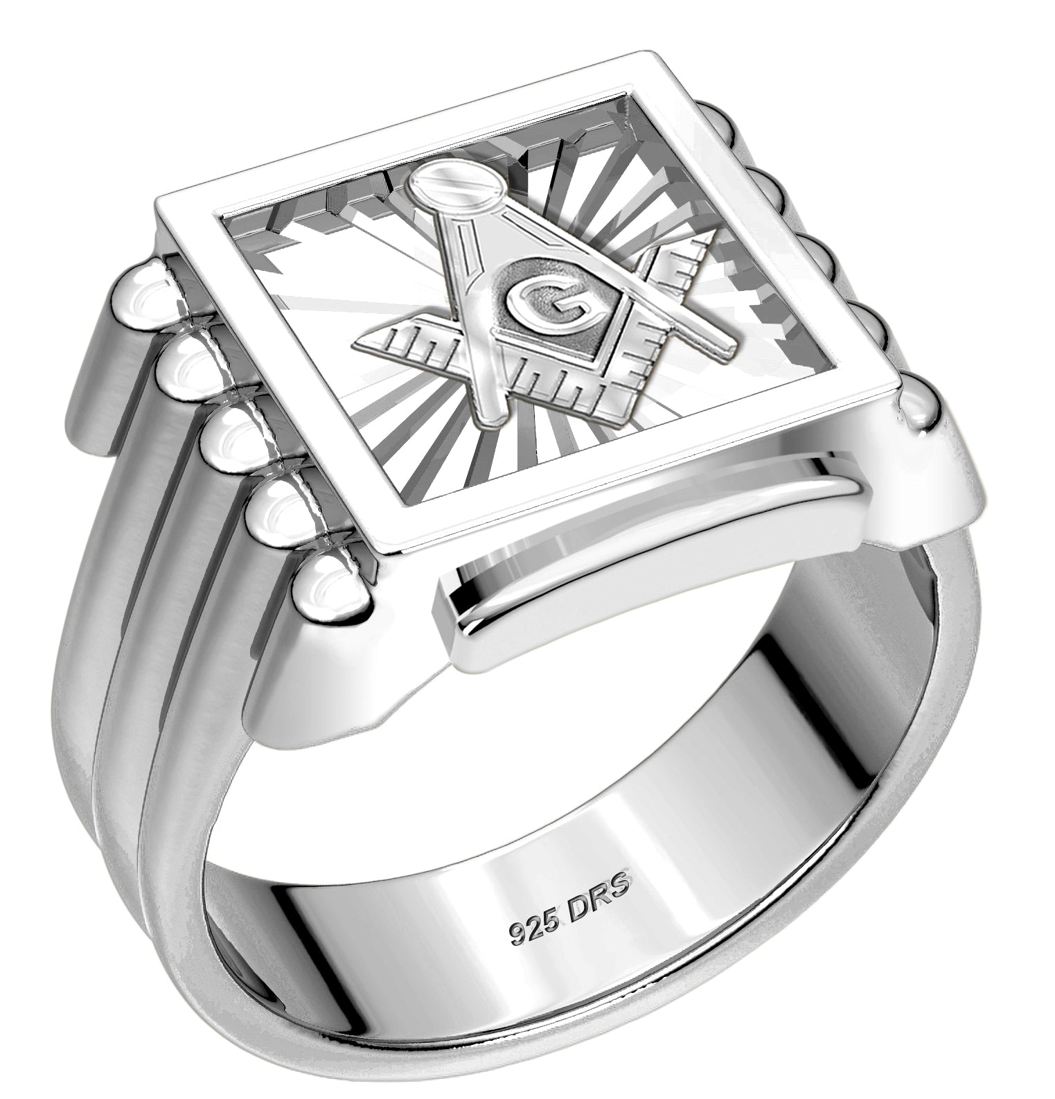 US Jewels Men's 925 Sterling Silver with Optional 10k or 14k Gold Masonic Rings - US Jewels