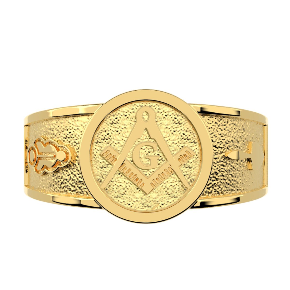 US Jewels Men's Solid Back 10k or 14k Gold Master Mason Masonic Blue Lodge Ring - US Jewels