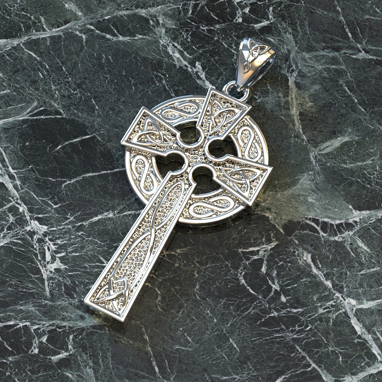 US Jewels Men's XL 925 Sterling Silver 58mm Irish Celtic Knot Cross Polished Finish Pendant Necklace, 58mm - US Jewels