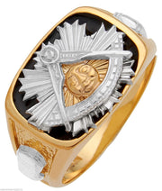 White Yellow 14K 10K Solid Back Gold Masonic Past Master Freemason Mason Ring - US Jewels