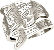 Women's 10k or 14k Yellow or White Gold Tribal Tattoo Dolphin Spoon Ring - US Jewels