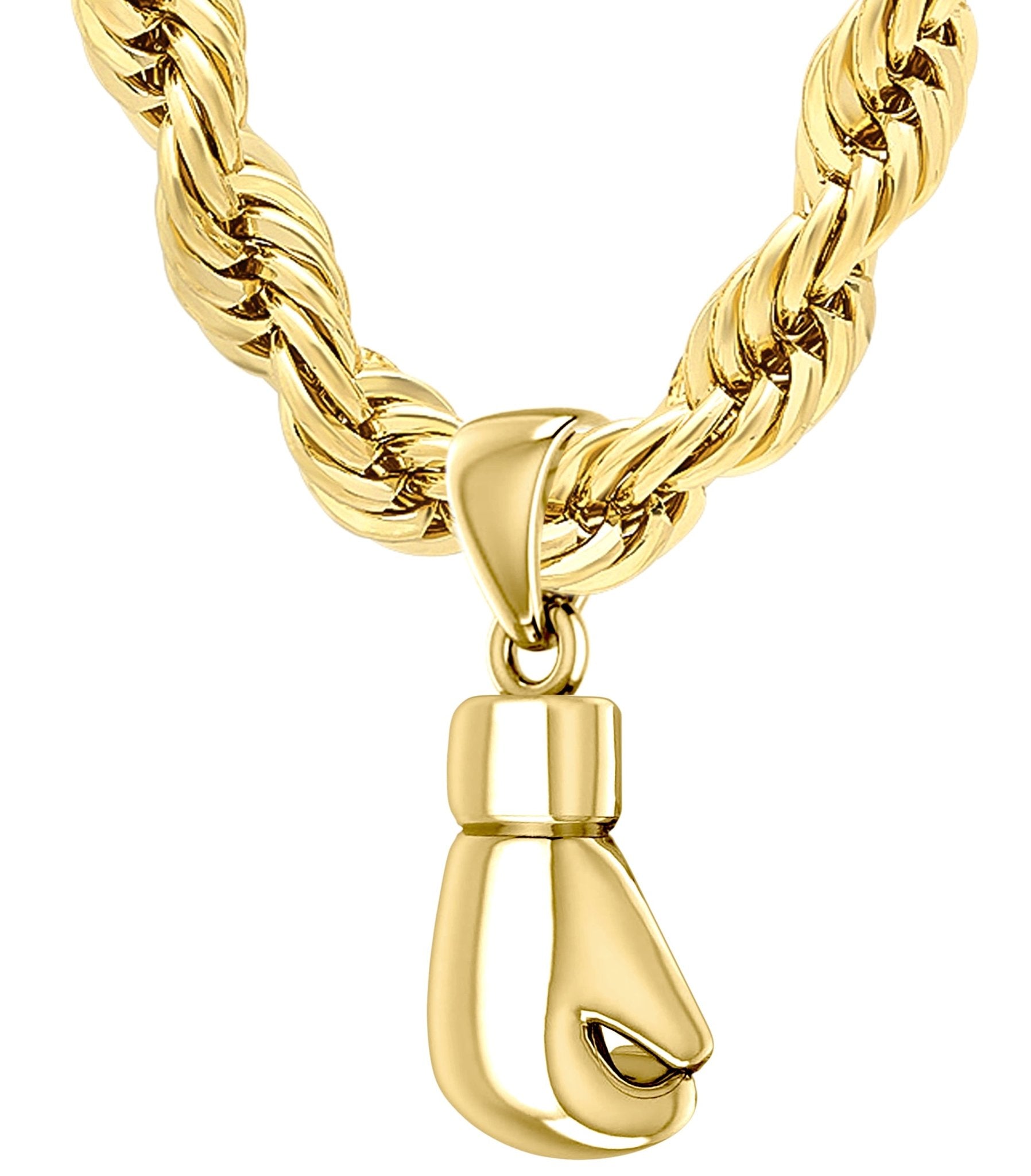 XL 50mm 3D 14K Yellow Gold Single Boxing Glove Pendant Necklace, 45g (Pendant Only)! - US Jewels