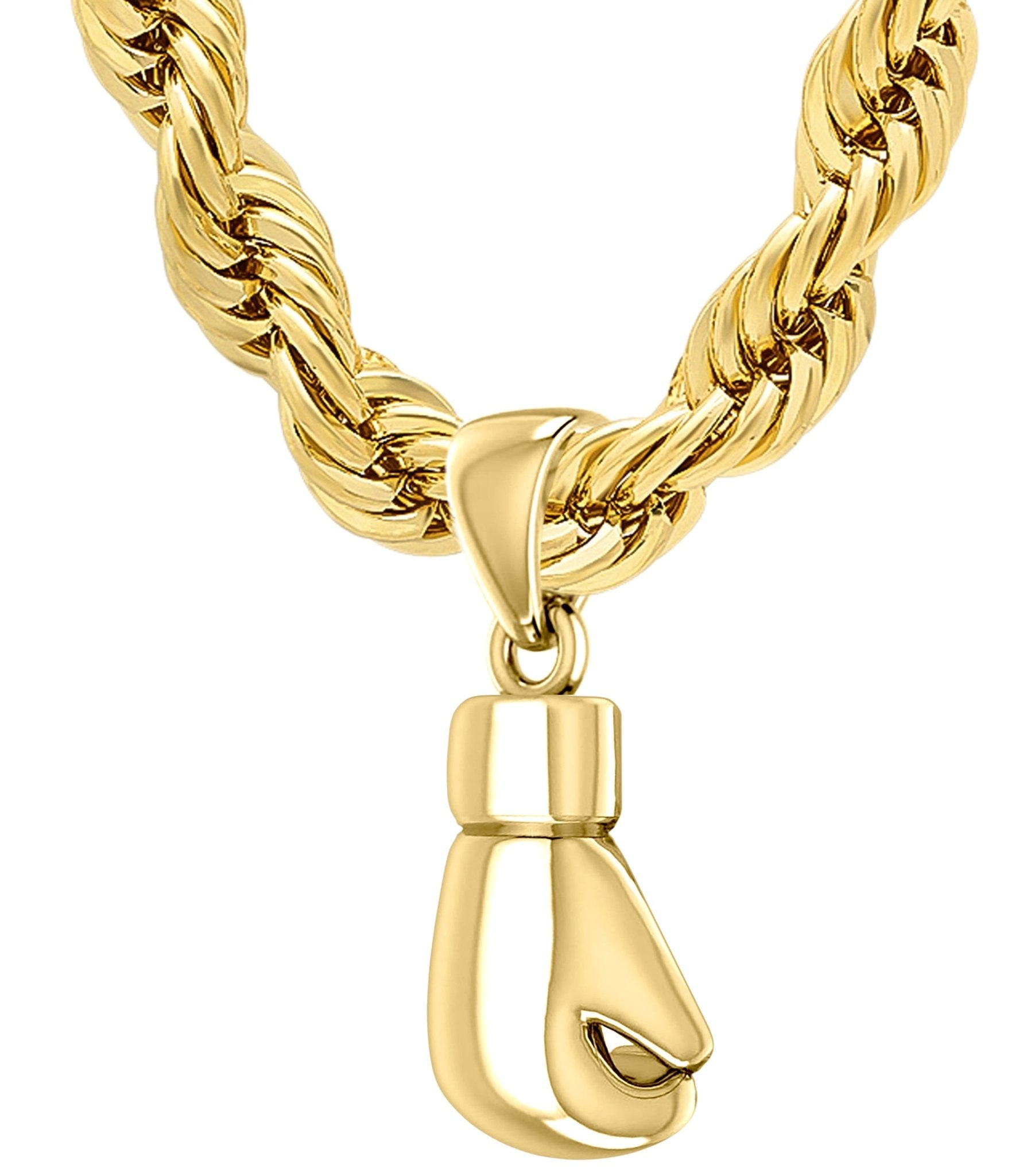 XL 50mm 3D 14K Yellow Gold Single Boxing Glove Pendant Necklace, 45g (Pendant Only)! - US Jewels