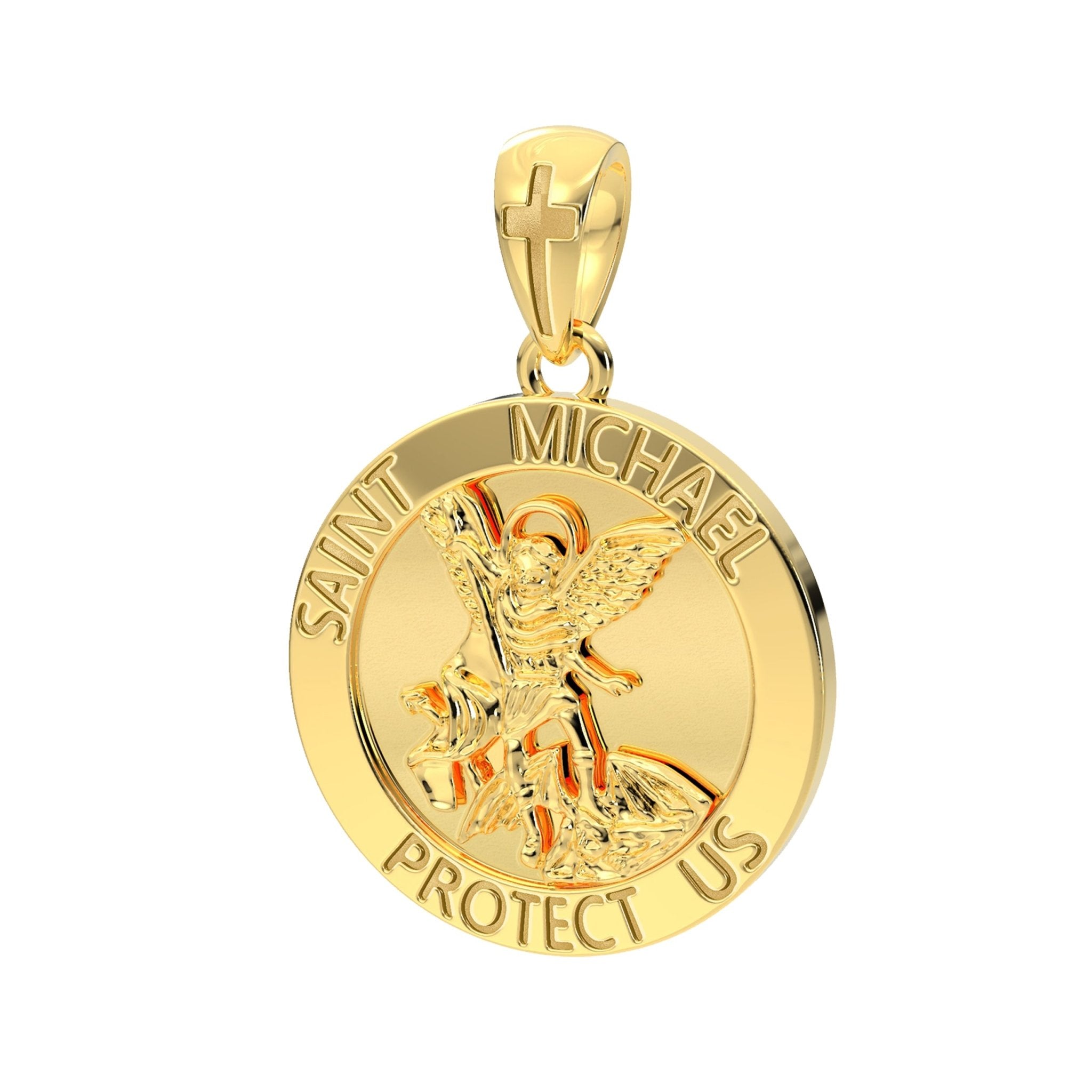 St Michael Pendant Round Pendant Necklace Of 10K Gold