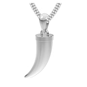 XL Men's 925 Sterling Silver 41mm Wolf Tooth Pendant Necklace - US Jewels